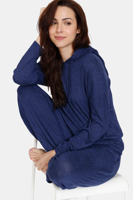 Zivame Jaspe Knit Poly Lifewear Set - Medieval Blue — image 4
